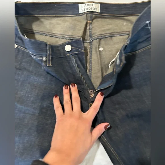 Acne Max Raw Mens Blue Skinny Jeans